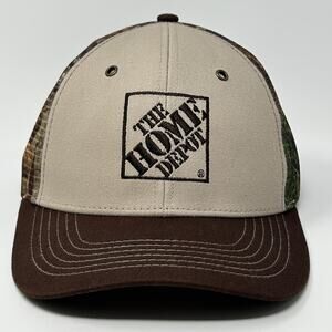 The Home Depot Trucker Hat Baseball Cap Hunting Camouflage Mesh Snapback Brown
